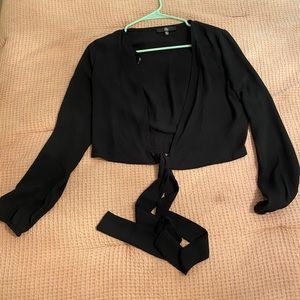 Sheer black wrap top